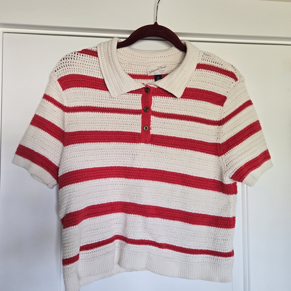 Universal Thread Cream and Red Knit Sweater